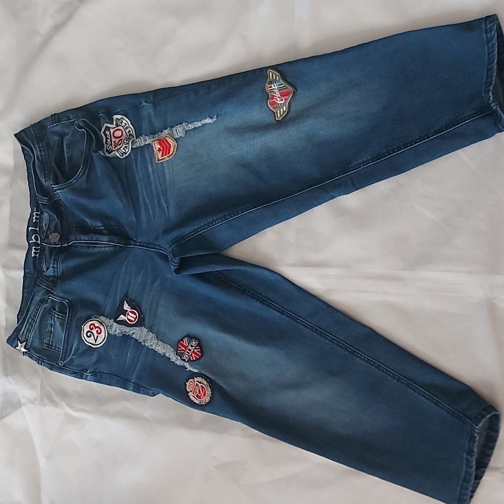MBLM high rise, distressed crop jeans size 0